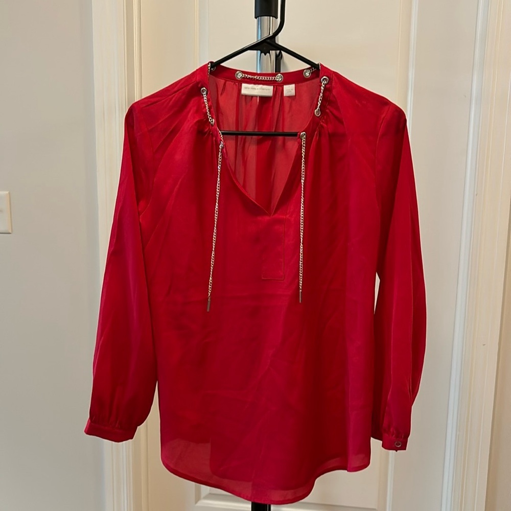 New York and company chain neck detail blouse